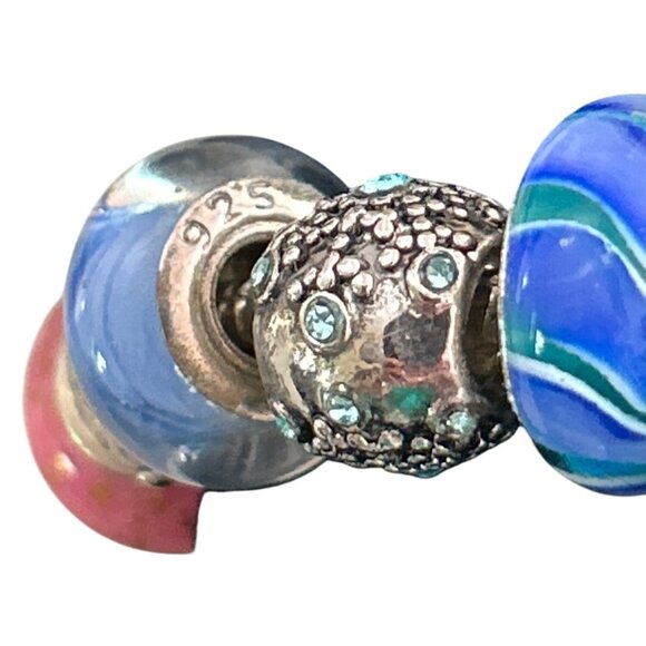 Pugster .925 Charm Bracelet With Multi-Color Beads Silver Accents Glass & Metal - Picture 6 of 9